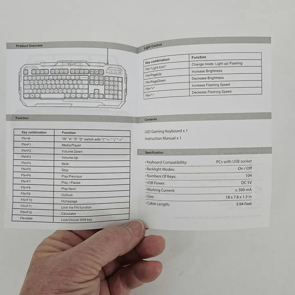 Bugha LED Gaming Keyboard Black NEW Open‎ BOX